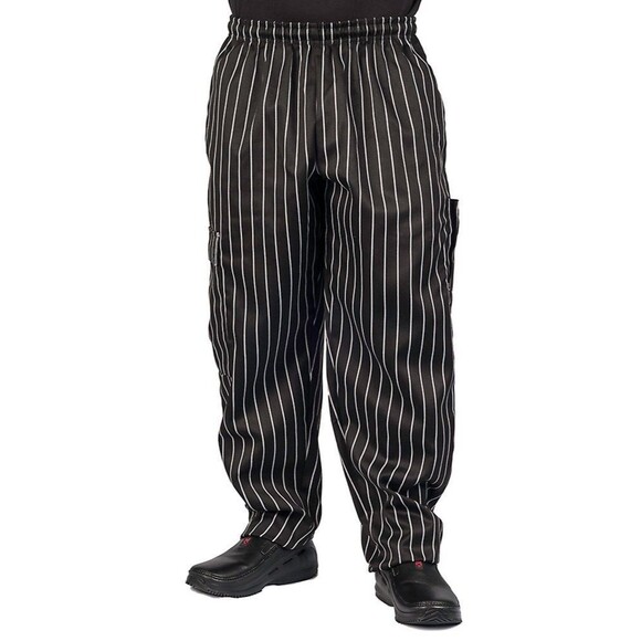 3xl KNG Chalk Stripe Baggy Cargo Chef Pants for Men and Women – Drawstring Waist - Picture 1 of 11